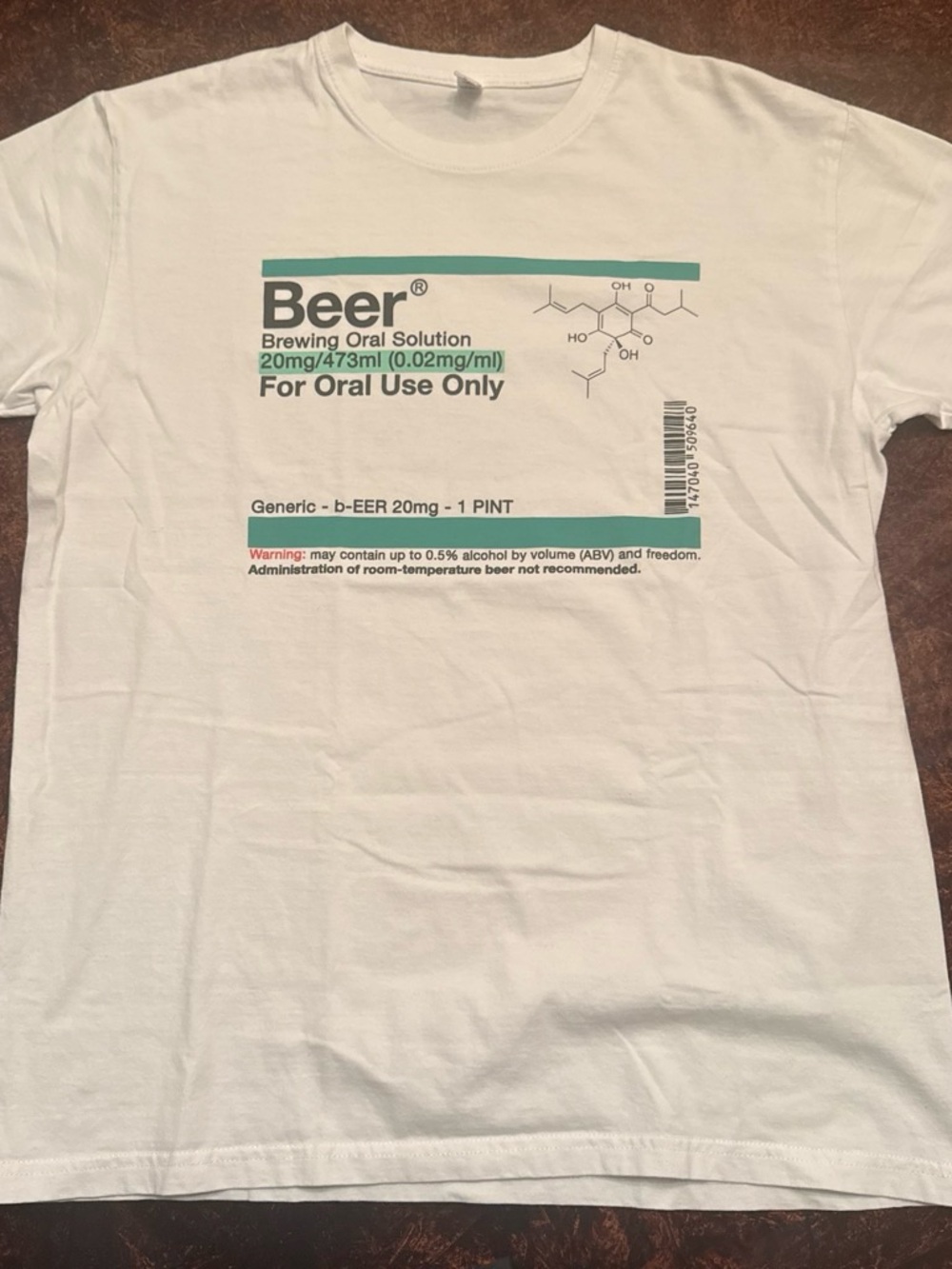 White 'Beer Label' Graphic Short Sleeve Tee
